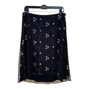 James Reva Black Tulle Skirt with Sequin & Embroidery Overlay - Size Small